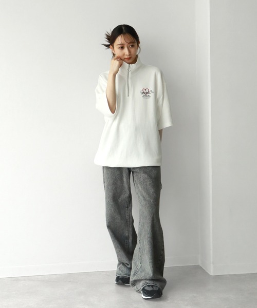 Mark Gonzales(マーク・ゴンザレス)の「【Mark Gonzales/マーク ゴンザレス】ハーフZIP 裾ドロスト半袖Tシャツ(Tシャツ/カットソー・メンズ・チャコールグレー/ブラック/ホワイト/グレー・L/XL/M)」の8枚目の写真