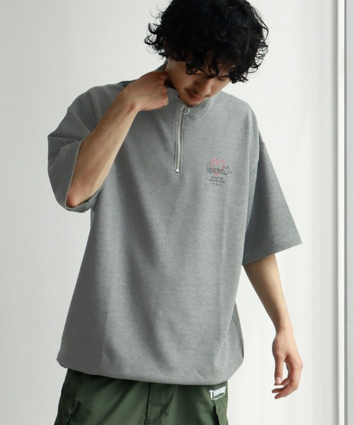 Mark Gonzales(マーク・ゴンザレス)の「【Mark Gonzales/マーク ゴンザレス】ハーフZIP 裾ドロスト半袖Tシャツ(Tシャツ/カットソー・メンズ・チャコールグレー/ブラック/ホワイト/グレー・L/XL/M)」の22枚目の写真