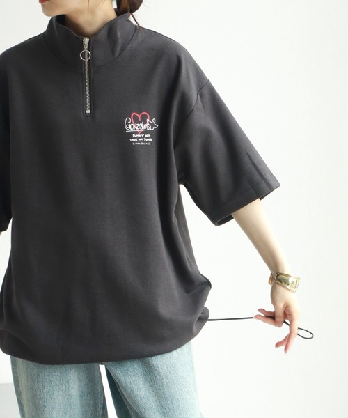 Mark Gonzales(マーク・ゴンザレス)の「【Mark Gonzales/マーク ゴンザレス】ハーフZIP 裾ドロスト半袖Tシャツ(Tシャツ/カットソー・メンズ・チャコールグレー/ブラック/ホワイト/グレー・L/XL/M)」の18枚目の写真