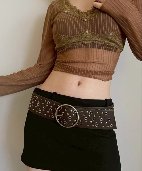 VIBGYOR（ヴィブジョー）の「【LAMPOON】スタッズベルト（ベルト・レディース・ブラウン・FREE）」の6枚目の写真