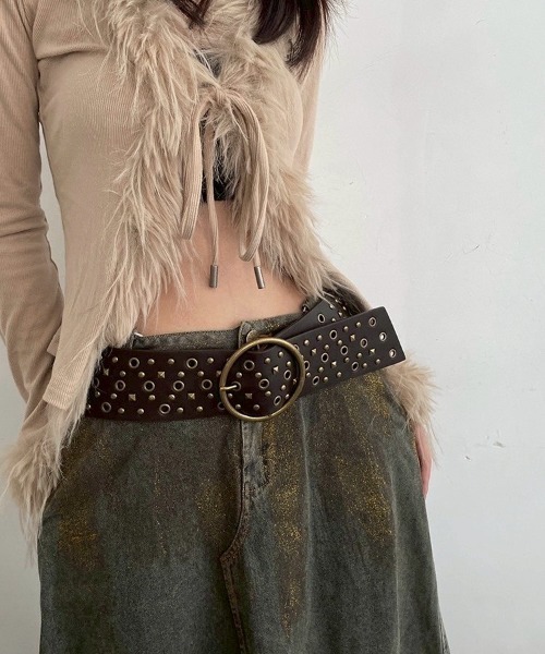 VIBGYOR（ヴィブジョー）の「【LAMPOON】スタッズベルト（ベルト・レディース・ブラウン・FREE）」の4枚目の写真