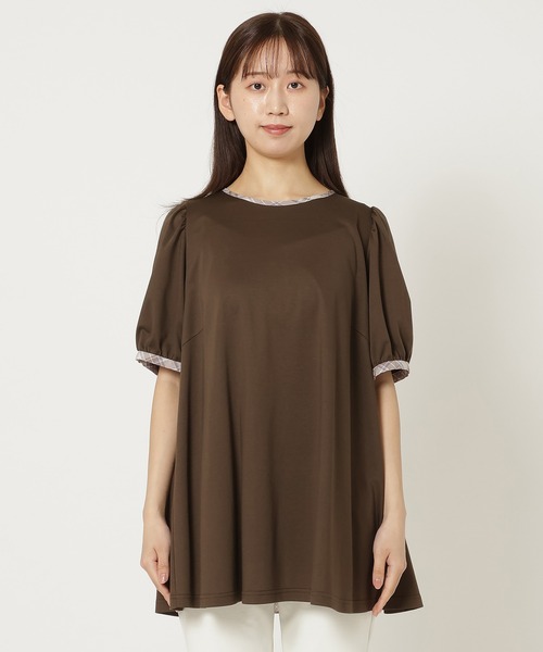 Rose Tiara(ローズティアラ)の「【手洗い可】チェック切替カットソー(Tシャツ/カットソー・レディース・ブラウン/ネイビー・46/42/40)」の12枚目の写真