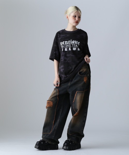 L.H.P(エルエイチピー)の「VENTIQUE/ベンティーク/カモTee(Tシャツ/カットソー・レディース・ブラック/カモフラージュ・FREE)」の10枚目の写真