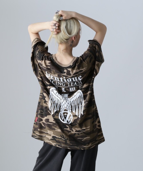 L.H.P(エルエイチピー)の「VENTIQUE/ベンティーク/カモTee(Tシャツ/カットソー・レディース・ブラック/カモフラージュ・FREE)」の15枚目の写真