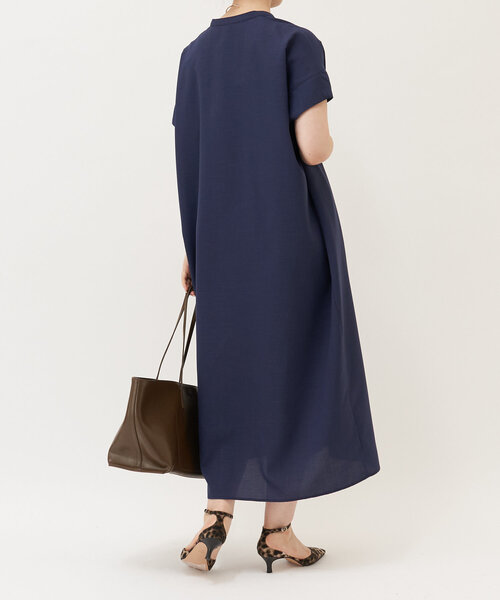 LIVETART（リヴェタート）の「麻調合繊ワイドシャツワンピース（ワンピース・レディース・ネイビー/レッド・FREE）」の4枚目の写真