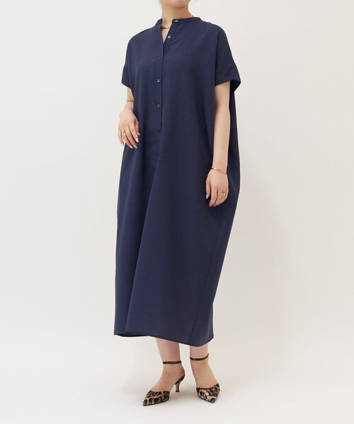 LIVETART（リヴェタート）の「麻調合繊ワイドシャツワンピース（ワンピース・レディース・ネイビー/レッド・FREE）」の5枚目の写真