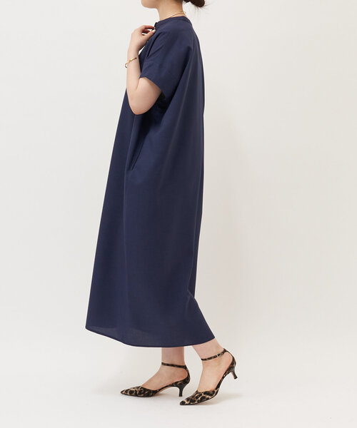 LIVETART（リヴェタート）の「麻調合繊ワイドシャツワンピース（ワンピース・レディース・ネイビー/レッド・FREE）」の6枚目の写真