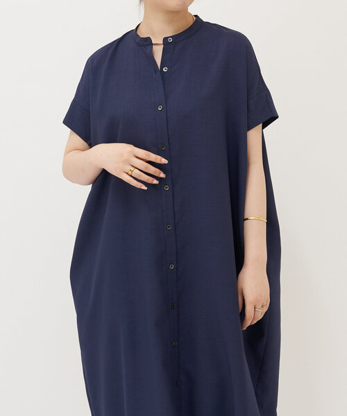 LIVETART（リヴェタート）の「麻調合繊ワイドシャツワンピース（ワンピース・レディース・ネイビー/レッド・FREE）」の7枚目の写真
