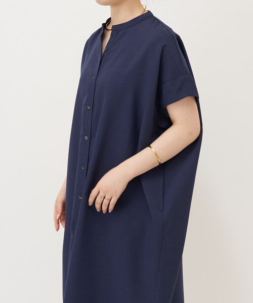 LIVETART（リヴェタート）の「麻調合繊ワイドシャツワンピース（ワンピース・レディース・ネイビー/レッド・FREE）」の8枚目の写真