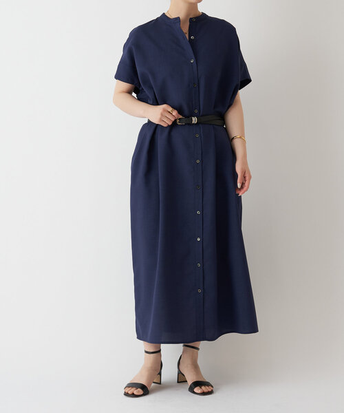 LIVETART（リヴェタート）の「麻調合繊ワイドシャツワンピース（ワンピース・レディース・ネイビー/レッド・FREE）」の11枚目の写真