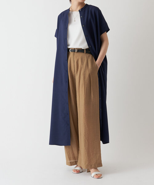 LIVETART（リヴェタート）の「麻調合繊ワイドシャツワンピース（ワンピース・レディース・ネイビー/レッド・FREE）」の17枚目の写真