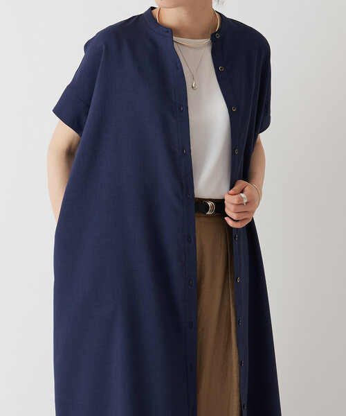 LIVETART（リヴェタート）の「麻調合繊ワイドシャツワンピース（ワンピース・レディース・ネイビー/レッド・FREE）」の20枚目の写真