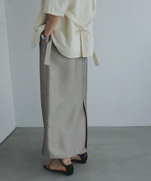 スカート MANOF LLIC NARROW SKIRT セール】METALLIC NARROW SKIRT（スカート）｜MANOF（マノフ）の