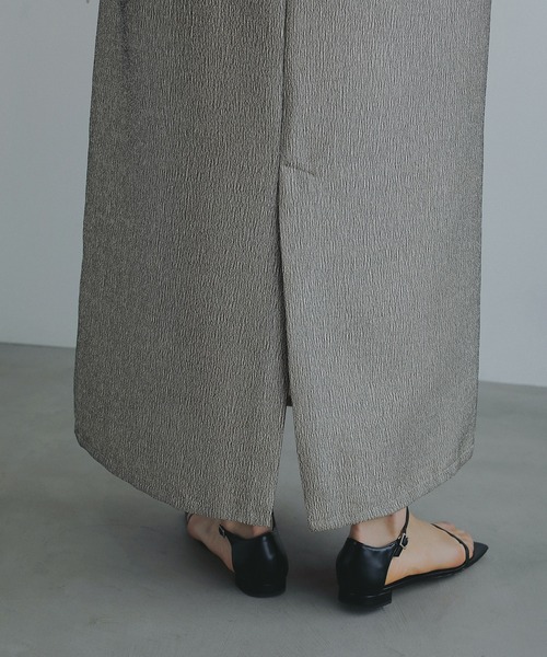 スカート MANOF LLIC NARROW SKIRT MANOF(マノフ)｜SHIRRING LACE NARROW SKIRT スカート/GRAY の