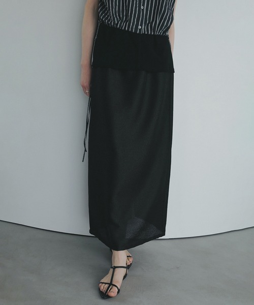 スカート MANOF LLIC NARROW SKIRT MANOF(マノフ)｜SHIRRING LACE NARROW SKIRT スカート/GRAY の