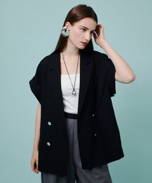 allurevilleアルアバイル⭐️ リネンスラブジャケット　ブラック　送料込 セール】リネンツイルストレッチスリットスリーブジャケット