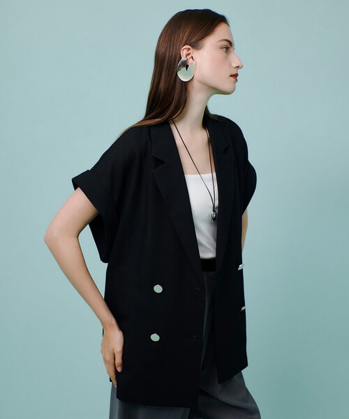 スラブメッシュフレンチスリーブジャケット（テーラード