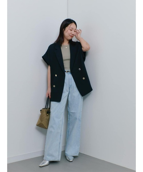 スラブメッシュフレンチスリーブジャケット（テーラード