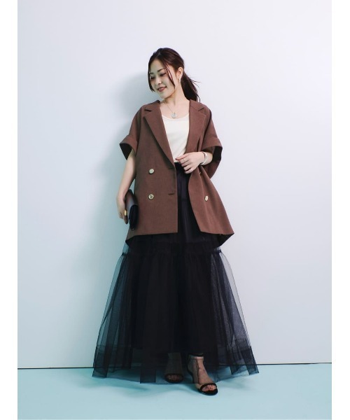 allureville(アルアバイル)の「スラブメッシュフレンチスリーブジャケット(テーラードジャケット・レディース・ホワイト/ネイビー/ブラウン/カーキ/ダークネイビー・1/2)」の21枚目の写真