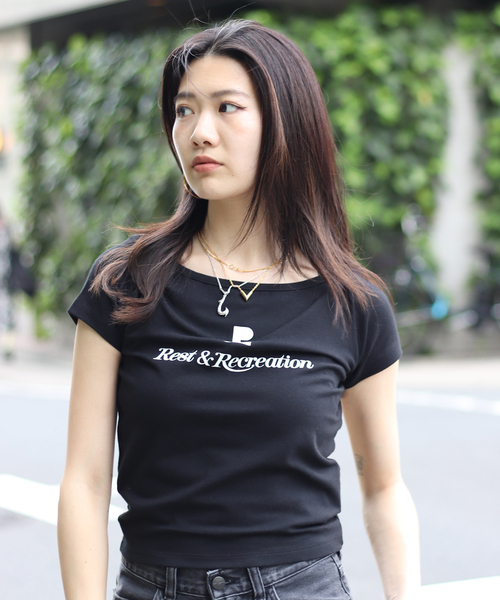 Rest&Recreation（レストアンドレクリエーション）の「【Rest&Recreation/レストアンドレクリエーション】 LIP NECK Tシャツ（Tシャツ/カットソー・レディース・ブラック/ホワイト・FREE）」の2枚目の写真