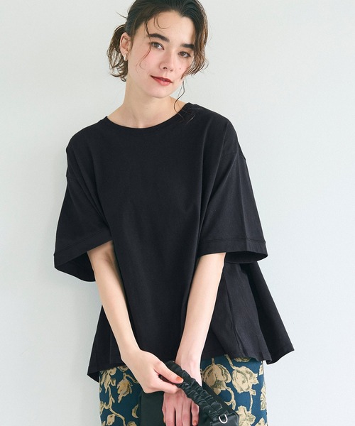 coca(coca)(コカ)の「バックタックフレアTシャツ(Tシャツ/カットソー・レディース・ブラック/ホワイト・S/L/M)」の16枚目の写真