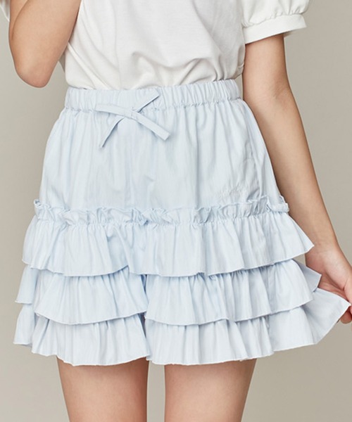 JENNI love（ジェニィラブ）の「新色追加！【ウエスト調整可】ティアードショートパンツ（その他パンツ・キッズ・オフホワイト/ブラック/サックスブルー・130cm/140cm/150cm/160cm）」の3枚目の写真