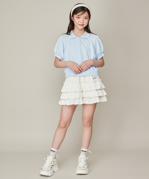 JENNI love（ジェニィラブ）の「新色追加！【ウエスト調整可】ティアードショートパンツ（その他パンツ・キッズ・オフホワイト/ブラック/サックスブルー・130cm/140cm/150cm/160cm）」の9枚目の写真