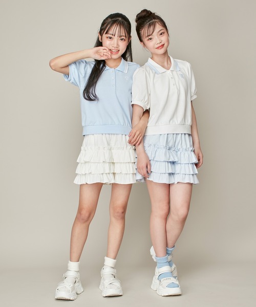 JENNI love（ジェニィラブ）の「新色追加！【ウエスト調整可】ティアードショートパンツ（その他パンツ・キッズ・オフホワイト/ブラック/サックスブルー・130cm/140cm/150cm/160cm）」の5枚目の写真