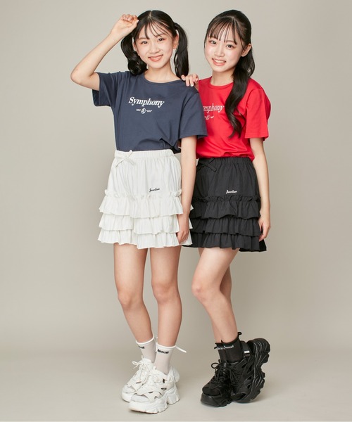 JENNI love（ジェニィラブ）の「新色追加！【ウエスト調整可】ティアードショートパンツ（その他パンツ・キッズ・オフホワイト/ブラック/サックスブルー・130cm/140cm/150cm/160cm）」の6枚目の写真