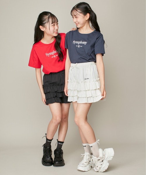 JENNI love（ジェニィラブ）の「新色追加！【ウエスト調整可】ティアードショートパンツ（その他パンツ・キッズ・オフホワイト/ブラック/サックスブルー・130cm/140cm/150cm/160cm）」の7枚目の写真