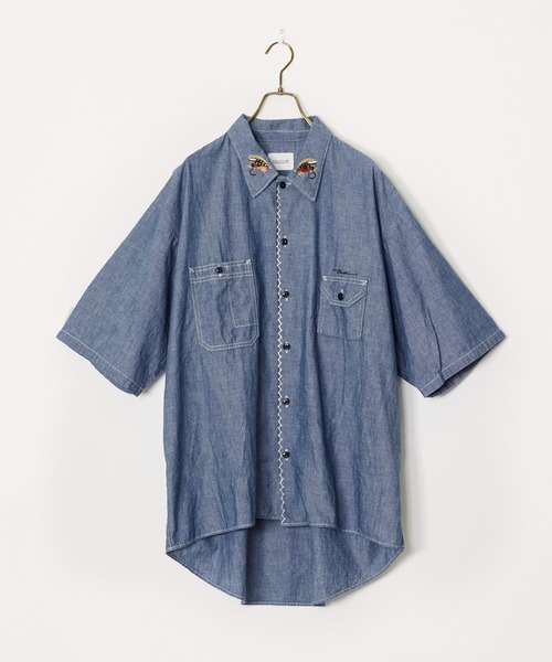 CAL O LINE（キャルオーライン）の「CAL O LINE/キャルオーライン KENDAI CHAMBRAY S/S SHIRT シャツ 刺繍（シャツ/ブラウス・レディース・ブルー系1・XL/L）」の2枚目の写真