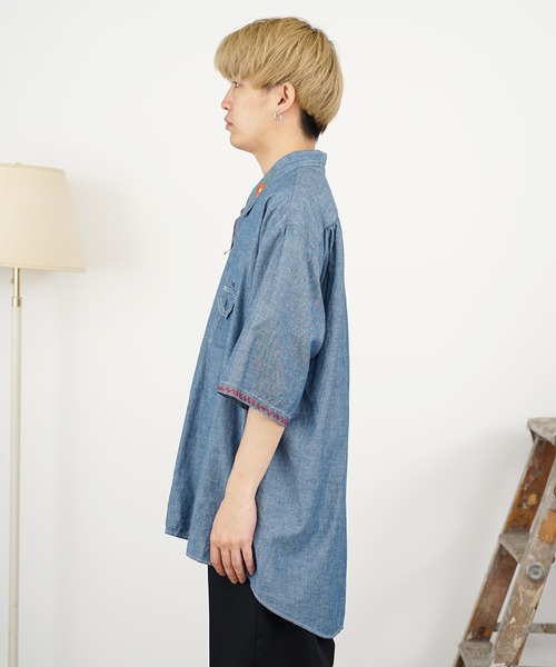 CAL O LINE（キャルオーライン）の「CAL O LINE/キャルオーライン KENDAI CHAMBRAY S/S SHIRT シャツ 刺繍（シャツ/ブラウス・レディース・ブルー系1・XL/L）」の19枚目の写真