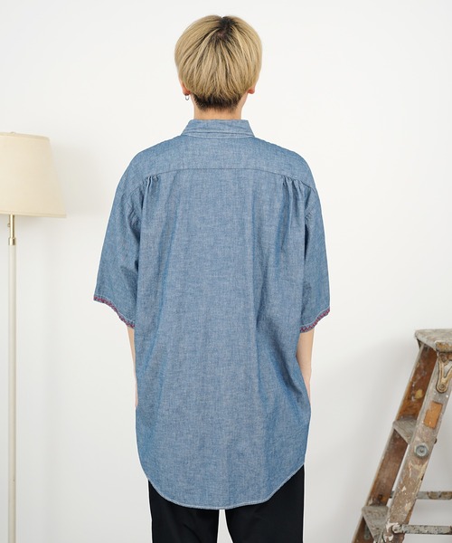 CAL O LINE（キャルオーライン）の「CAL O LINE/キャルオーライン KENDAI CHAMBRAY S/S SHIRT シャツ 刺繍（シャツ/ブラウス・レディース・ブルー系1・XL/L）」の20枚目の写真