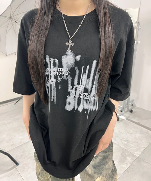 Figments（フィグメンツ）の「インクロゴビッグＴ（Tシャツ/カットソー・レディース・ホワイト/ブラック・FREE）」の2枚目の写真