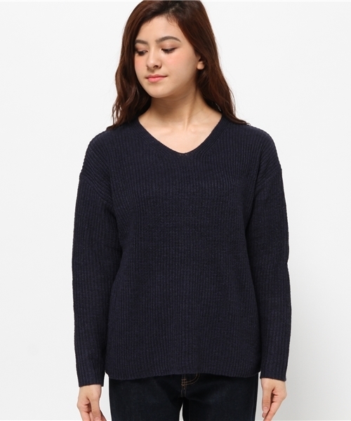 LBC(エルビーシー)の「7Gヤクブレンド畦Vプルオーバー(ニット/セーター・レディース・アッシュグレー/ネイビー/ベージュ・LARGE/MEDIUM)」の4枚目の写真