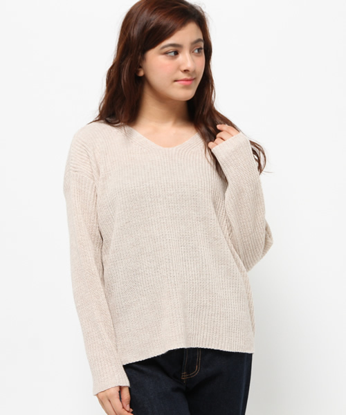 LBC(エルビーシー)の「7Gヤクブレンド畦Vプルオーバー(ニット/セーター・レディース・アッシュグレー/ネイビー/ベージュ・LARGE/MEDIUM)」の11枚目の写真