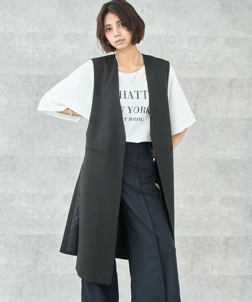 ANAP(アナップ)の「デザイン ロングベスト(ベスト・レディース・ホワイト/ベージュ/ブラック・FREE)」の9枚目の写真