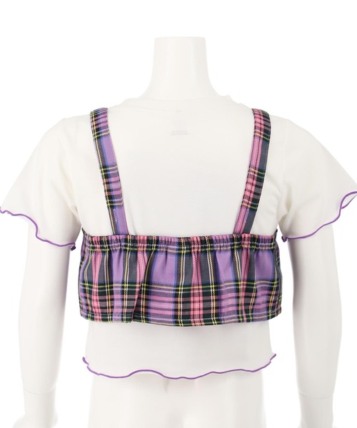 ANAP kids(アナップキッズ)の「チェック柄ビスチェ×メローTシャツ SET 【セットアップ着用可】(Tシャツ/カットソー・キッズ・ラベンダー/ライトピンク・110cm/120cm/130cm)」の4枚目の写真