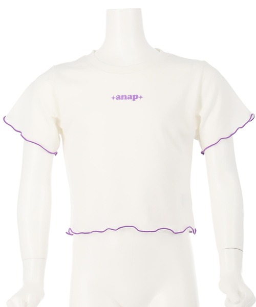 ANAP kids(アナップキッズ)の「チェック柄ビスチェ×メローTシャツ SET 【セットアップ着用可】(Tシャツ/カットソー・キッズ・ラベンダー/ライトピンク・110cm/120cm/130cm)」の9枚目の写真