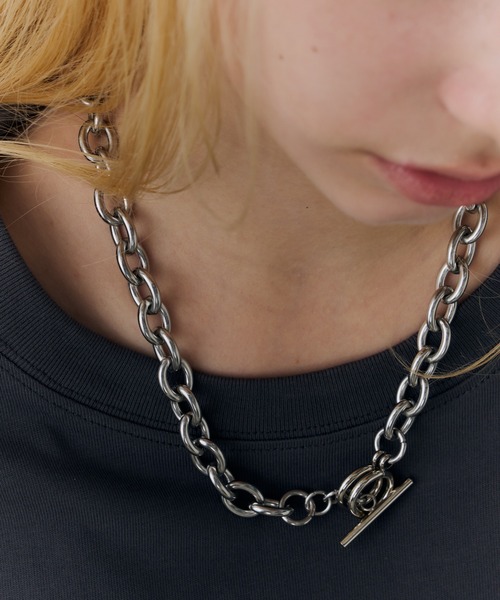 AFF AIVER(エイエフエフアイバー)の「AFF AIVER サージカルダブルリングチェーンネックレス(ネックレス・メンズ・シルバー・FREE)」の5枚目の写真