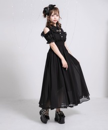 シフォン シャツワンピース 長袖 ワンピース ロング丈 シャツワンピ プリーツ シフォン フレア