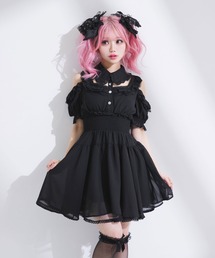 Diable baiser（ディアブルベーゼ）の「ミニ丈/ロング丈肌魅せウエストシャーリングフレアシフォンワンピース【大きいサイズ有】（シャツワンピース）」