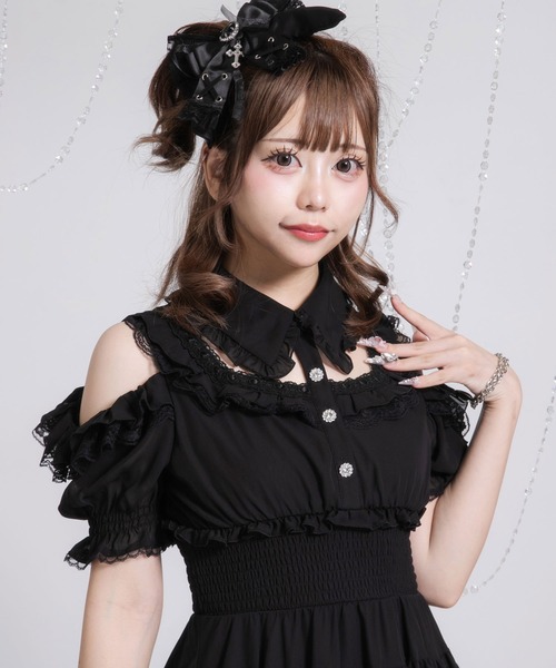 Diable baiser（ディアブルベーゼ）の「ミニ丈/ロング丈肌魅せウエストシャーリングフレアシフォンワンピース【大きいサイズ有】（シャツワンピース・レディース・ピンク系その他/ブラック/ベビーピンク/ブラック系その他・3L/LL/LARGE/MEDIUM/SMALL）」の19枚目の写真