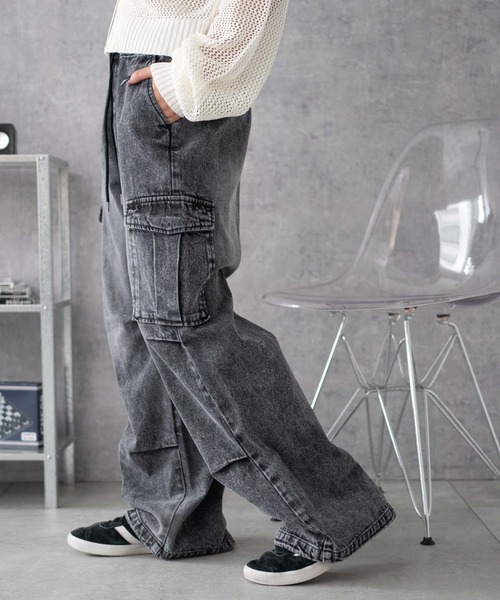 WEGO（ウィゴー）の「WEGO/デニムイージーパラシュートカーゴパンツ（デニムパンツ・レディース・ブラック系3/コバルトブルー/インディゴブルー・SMALL/MEDIUM/X-SMALL）」の13枚目の写真