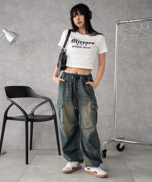 WEGO（ウィゴー）の「WEGO/デニムイージーパラシュートカーゴパンツ（デニムパンツ・レディース・ブラック系3/コバルトブルー/インディゴブルー・SMALL/MEDIUM/X-SMALL）」の11枚目の写真