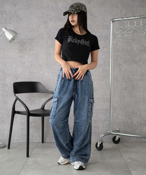 WEGO（ウィゴー）の「WEGO/デニムイージーパラシュートカーゴパンツ（デニムパンツ・レディース・ブラック系3/コバルトブルー/インディゴブルー・SMALL/MEDIUM/X-SMALL）」の12枚目の写真