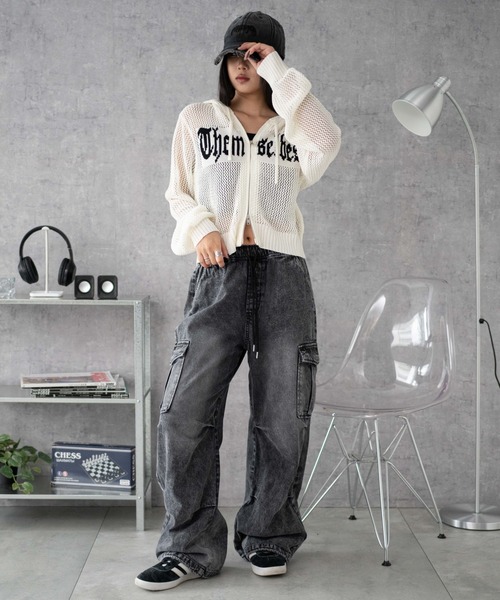 WEGO/デニムイージーパラシュートカーゴパンツ（デニムパンツ