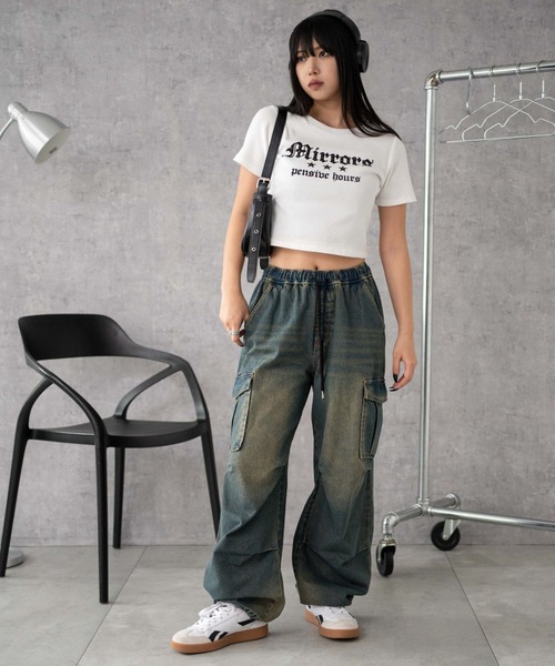 WEGO（ウィゴー）の「WEGO/デニムイージーパラシュートカーゴパンツ（デニムパンツ・レディース・ブラック系3/コバルトブルー/インディゴブルー・SMALL/MEDIUM/X-SMALL）」の19枚目の写真