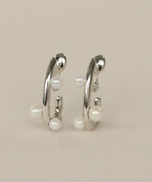 Bubbloop U字3粒パールイヤリング ノンホールピアス