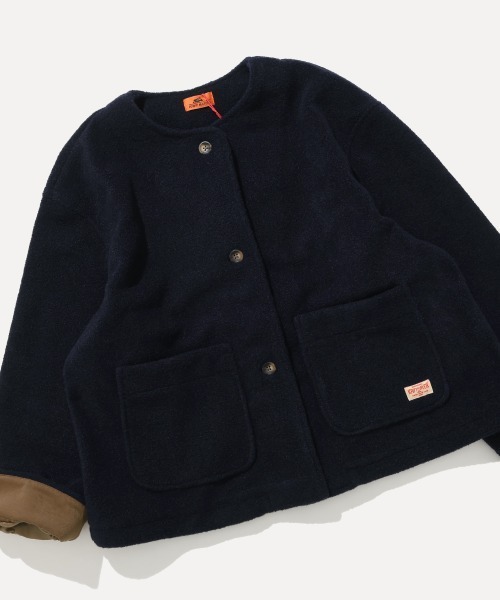 KRIFF MAYER Lady's Collection（クリフメイヤーレディースコレクション）の「【軽い･暖かい】パイルフリースノーカラージャケット（その他アウター・レディース・ネイビー/ブラウン/グレイッシュベージュ/ブルー・MEDIUM/LARGE）」の4枚目の写真